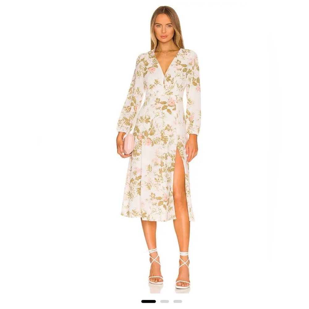 1. Slate Chiffon Midi Dresswhite - Greenhouse Vines